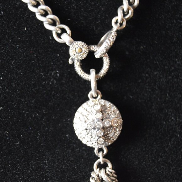 Multi-Strand Sterling Silver Chain Necklace with Diamond Pendant by Sheryl Lowe - Picture 5 of 9